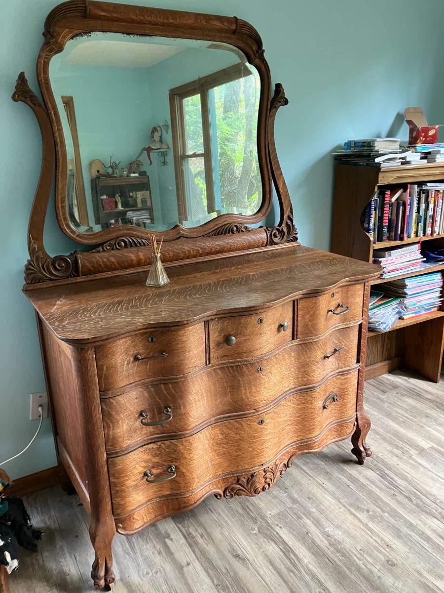 Antique tiger oak dresser with claw feet
