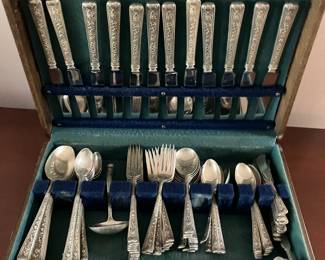 Large set of sterling silver silverware
