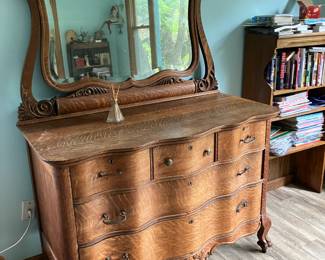 Antique tiger oak dresser with claw feet
