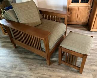 Mission oak style chair w ottoman
