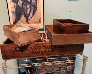 Old wood boxes w advertising