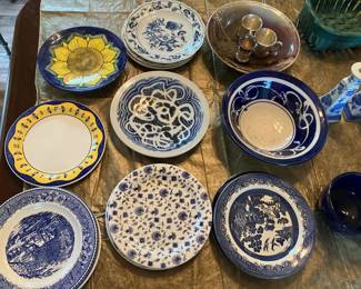 Blue and white dinner plates