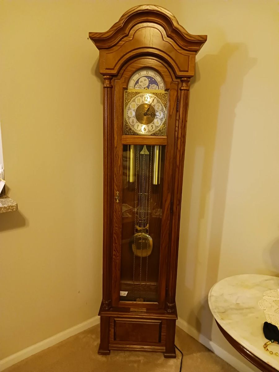 Ethan Allen moon face grandfather clock
