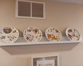 Collector plates with birds Cardinals butterflies