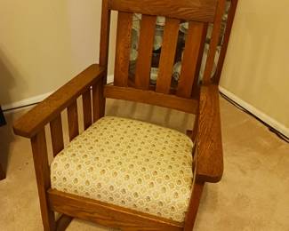 Oak mission style rocking chair