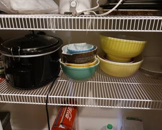 Vintage Pyrex mixing bowls primary colors