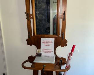 Beautiful Antique Hall Tree with Marble