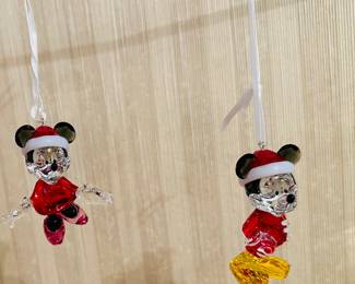Mickey and Minnie Swarovski Crystal Ornaments w/boxes 
