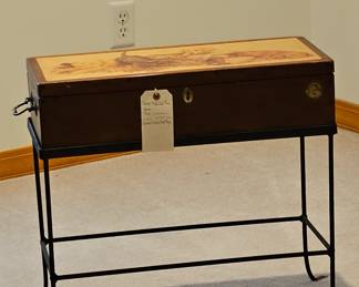 Ducks Unlimited wooden box on metal stand