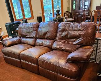 Leather couch, both ends recline