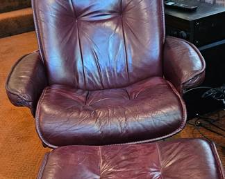 Stressless recliner and stool.