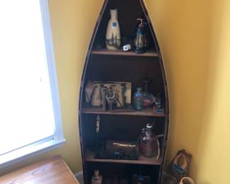 Boat shelf with cabin decorations