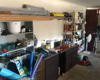 Garage full of treasures / cabinets and shelving