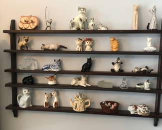 
Bone china, ceramic and porcelain Cat figurine collection and Display rack
