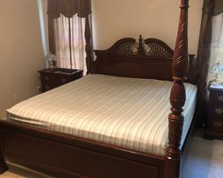 King Cherry post bed frame, and headboard/ Pillow top mattress sold separate