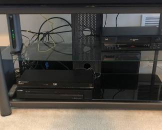 Metal and glass TV stand