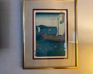 Vintage  Hiroshike print, custom framed.