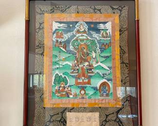 Antique Thangka-Tibet  custom framed 47”H x 35”H