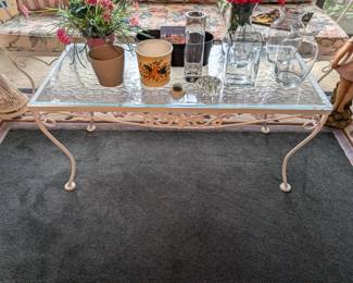 Wrought Iron and Glass Coffee Table