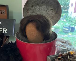 Wigs, boxes, rollers, etc.