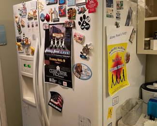 Magnets, decor, and music posters (refrigerator not for sale)
