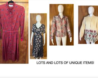 NIPON BOUTIQUE DRESS , 90'S RAYON DRESSES , BISOU BISOU BLOUSE, NOVELTY SWEATER