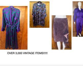 80'S AND 90'S SILK ROBES , BEBE SUEDE SKIRT, 80'S JUMPSUIT