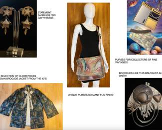 40'S ASIAN BROCADE JACKET , BRUTALIST BROOCHE