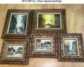 50'S ART BY L. RYAN SIGNED PAINTINGS