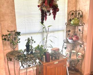 wrought iron corner shelf, wrought iron tables