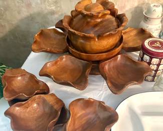 monkey pod lotus serving bowls