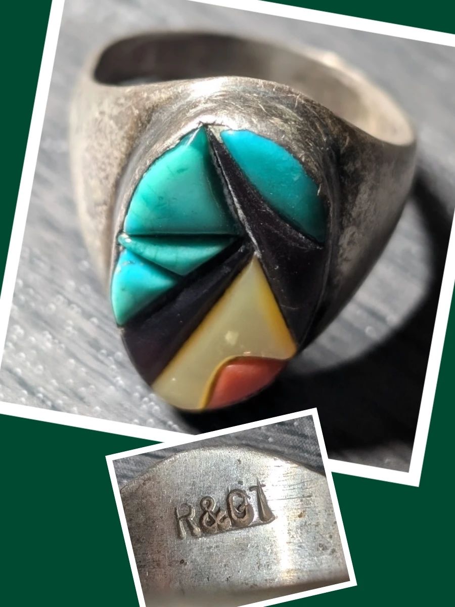 Native American Ring, Signed, Richard & Geneva Terrazas Mexican & Zuni
