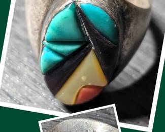 Native American Ring, Signed, Richard & Geneva Terrazas Mexican & Zuni