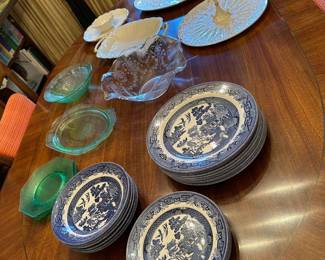 Lenox, Blue Willow, Green Depression Glass