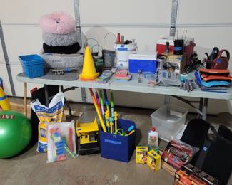 Yard toys and camping supplies, dog beds