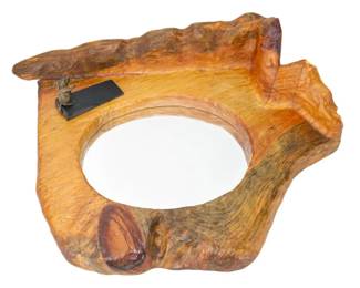 ORGANIC BURLED WOOD SHELF MIRROR