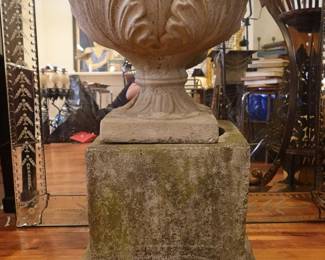 PAIR OF STONE PLANTERS ON STAND