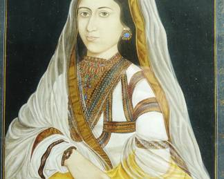 19TH C. PERSIAN MINIATURE PORTRAIT PAINTING FRAMED SIGNED