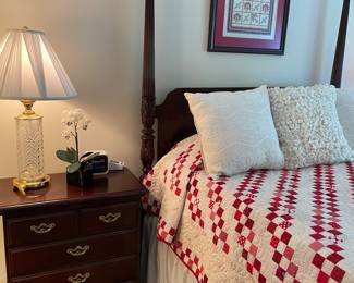 32" WATERFORD lamp - matched set of 2 available, 4 post bed by Thomasville and tall nightstands (set of 2 available) by Thomasville