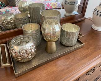 Brass tray and votives