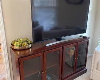 Media Console (two glass front bookcases) together and Samsung 54" TV - curved screen and smart HUB