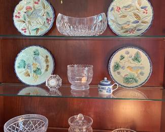 William Yeoward crystal, Waterford crystal, and Potterybarn plates