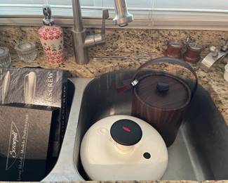 ice bucket, salad spinner, and bottle openers