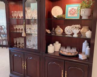 Bookcase and China Cabinet by Thomasville, Extensive collection of Waterford, and home decor
