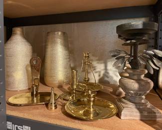 Baldwin brass and Pottery Barn candle holders