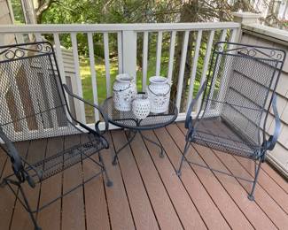 Woodard patio chairs and side table