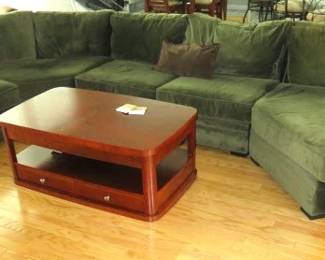5 Piece Avocado Green Sectional Sofa by Jonathan Louis Gardena, CA. Lift Top Coffee Table/Matching End Table