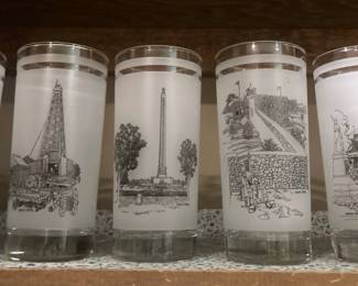 Glasses with scenes of Texas