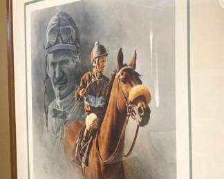 "The Old Warriors" - Jockey Bill Shoemaker aboard John Henry (signed by him and Artist Fred Stone)