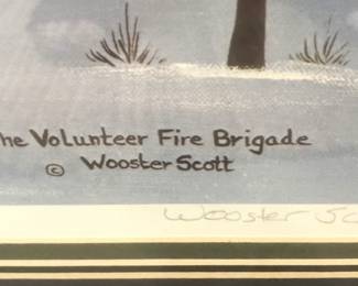 Wooster Scott framed art - "The Volunteer Fire Brigade"